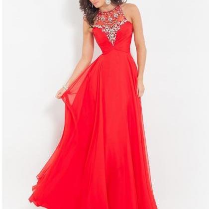 Custom Made Red Chiffon Long Evening Dresses 2015..