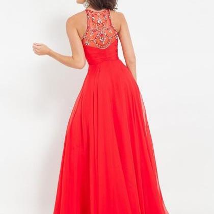 Custom Made Red Chiffon Long Evening Dresses 2015..