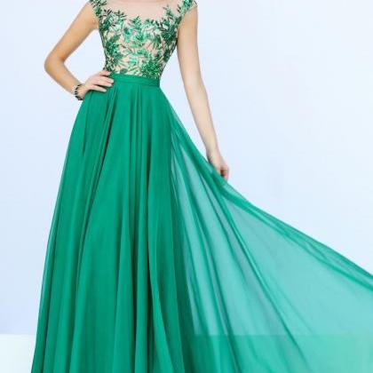 Greens Long Applique Evening Formal Dress Prom..