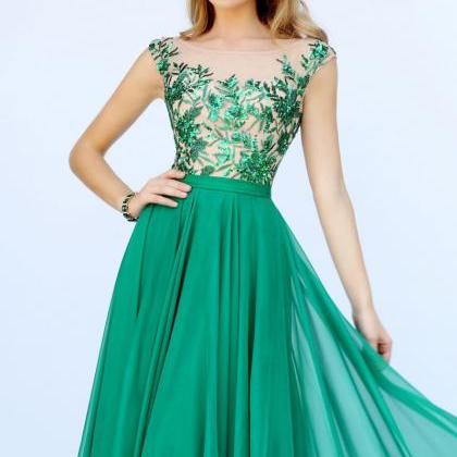 Greens Long Applique Evening Formal Dress Prom..