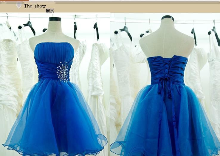 Royal Blue Homecoming Dresses 2016 Sweetheart Homecoming Gowns Organza Short Cocktail Dress Mini Prom Dresses