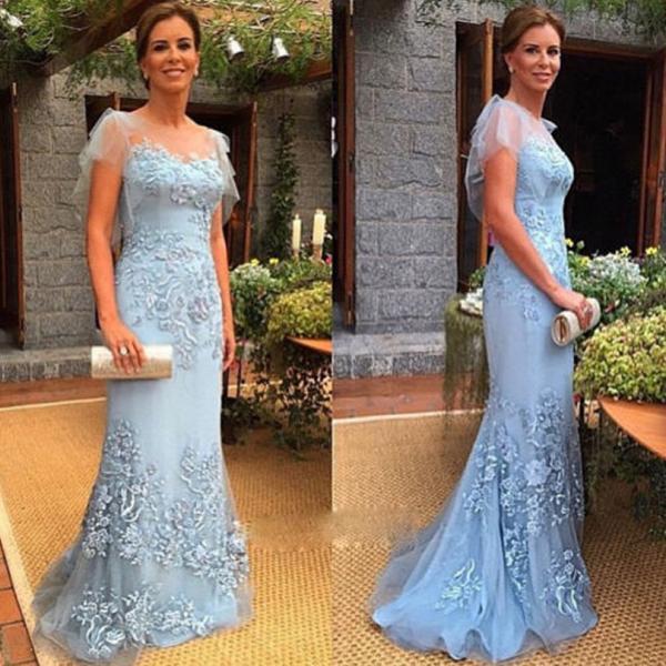 2015 Sheath Mother Of Bridal Dresses Lace Appliques Evening Prom Gown ...